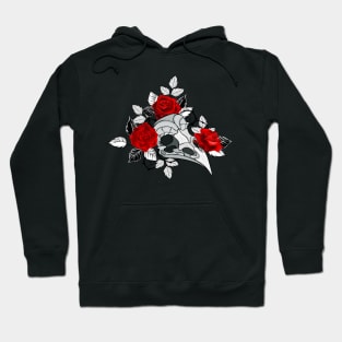 Bird Skull with Red Roses Hoodie